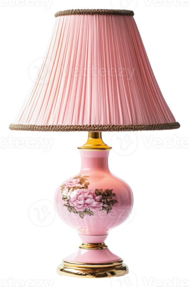 Elegant pink lamp with floral design in soft light isolated on transparent background png