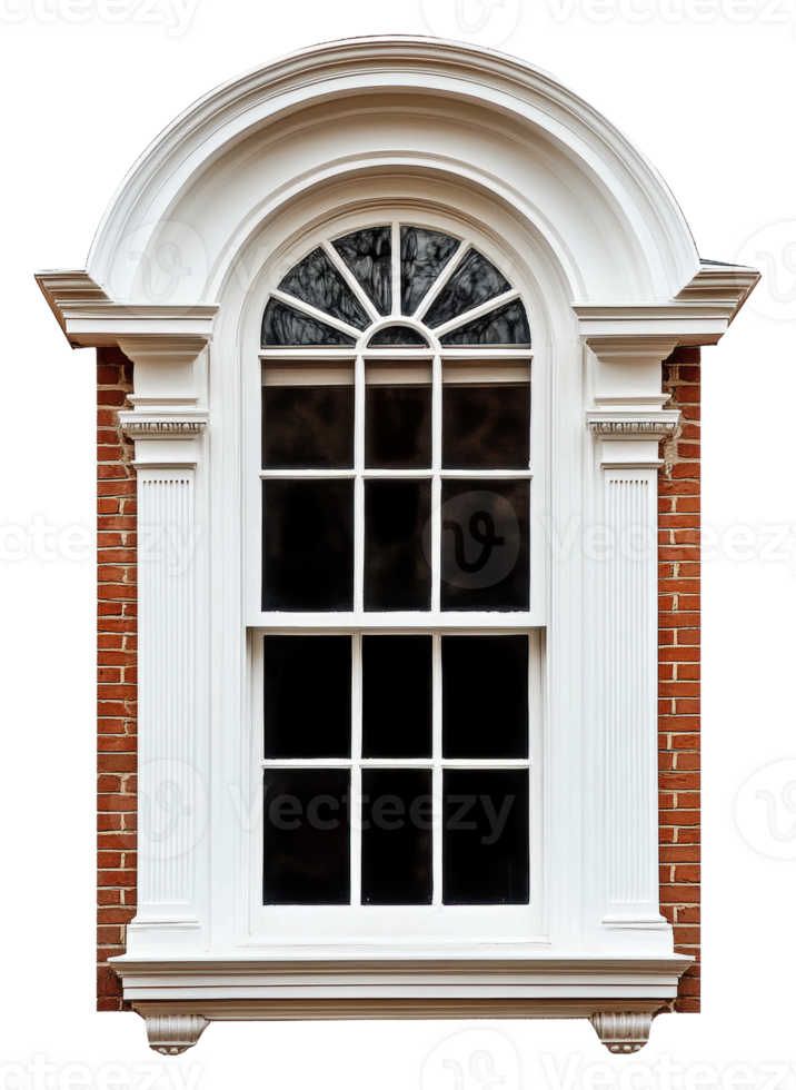 Arched-top elegant window design isolated on transparent background png