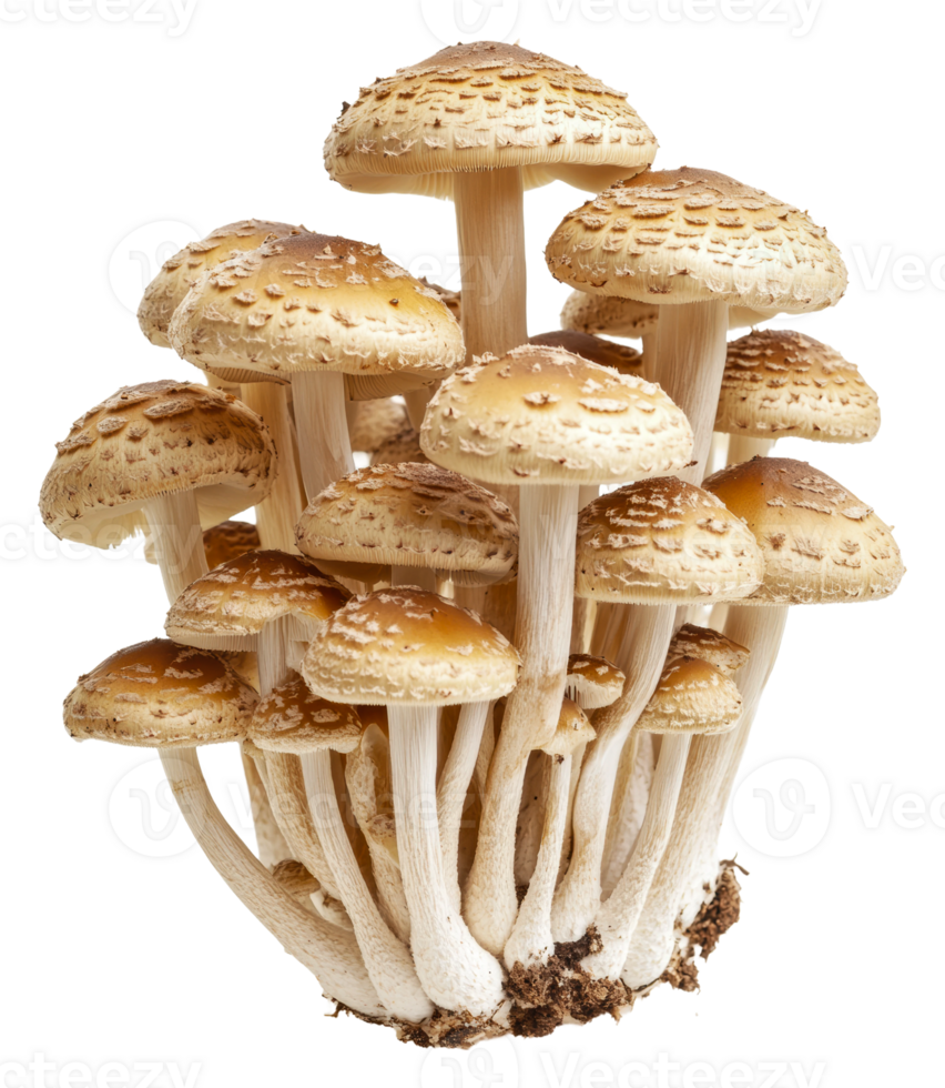 Group of wild mushrooms growing in the forest isolated on transparent background png