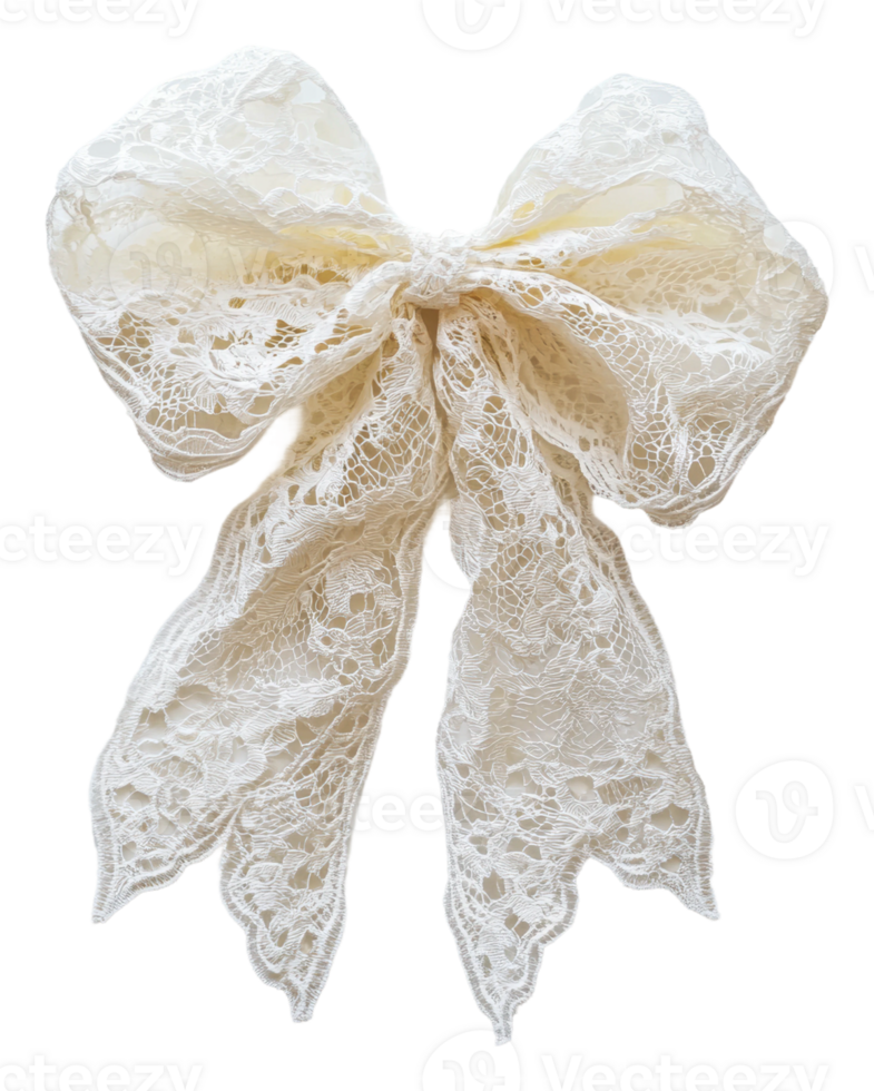 Intricate lace bow for elegant decorating projects isolated on transparent background png