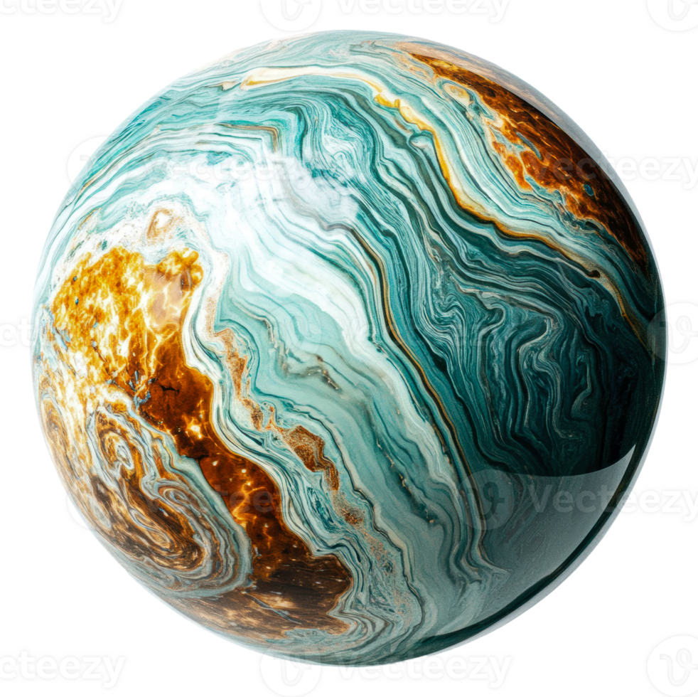 Vibrant turquoise abstract globe art isolated on transparent background png