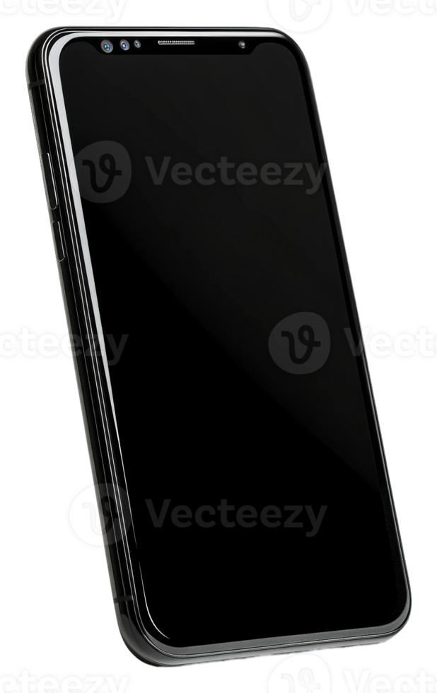 Modern smartphone with a sleek design on display isolated on transparent background png