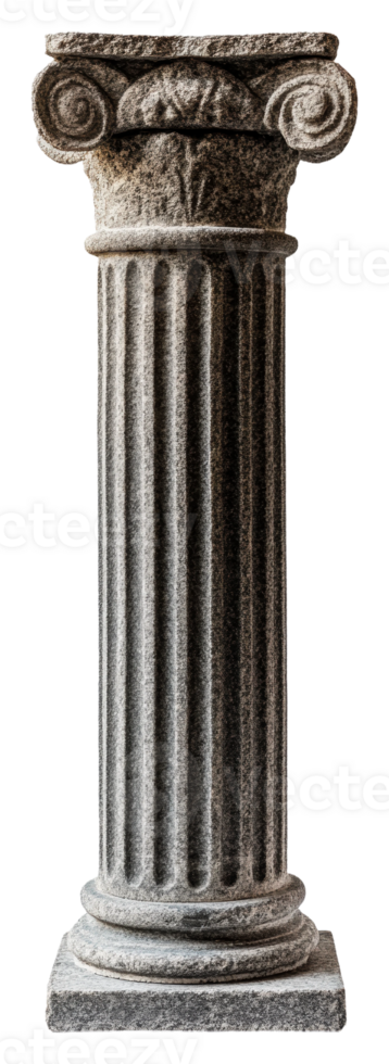 Ancient stone column with intricate design detail isolated on transparent background png