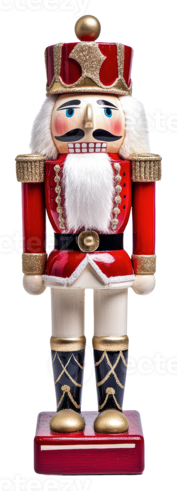 Red and white Christmas nutcracker isolated on transparent background png