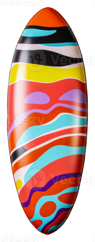 Colorful surfboard with abstract design on display isolated on transparent background png