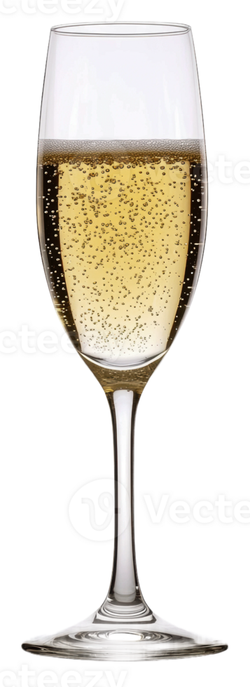 Sparkling champagne in a flute on a festive table isolated on transparent background png