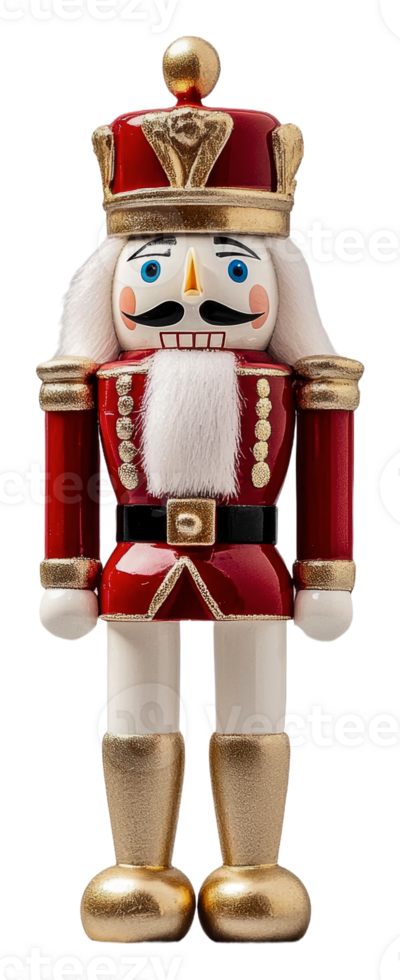 Colorful nutcracker figurine in festive attire isolated on transparent background png