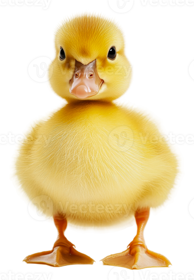 Yellow duckling standing in sunlight isolated on transparent background png