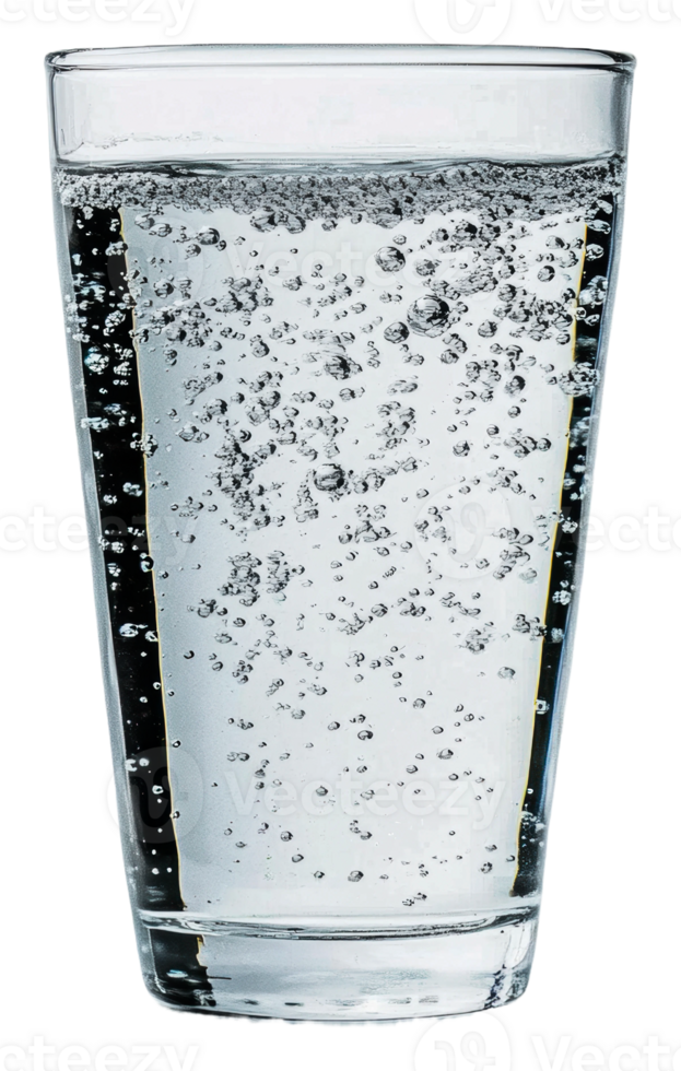 Sparkling water in a clear glass isolated on transparent background png