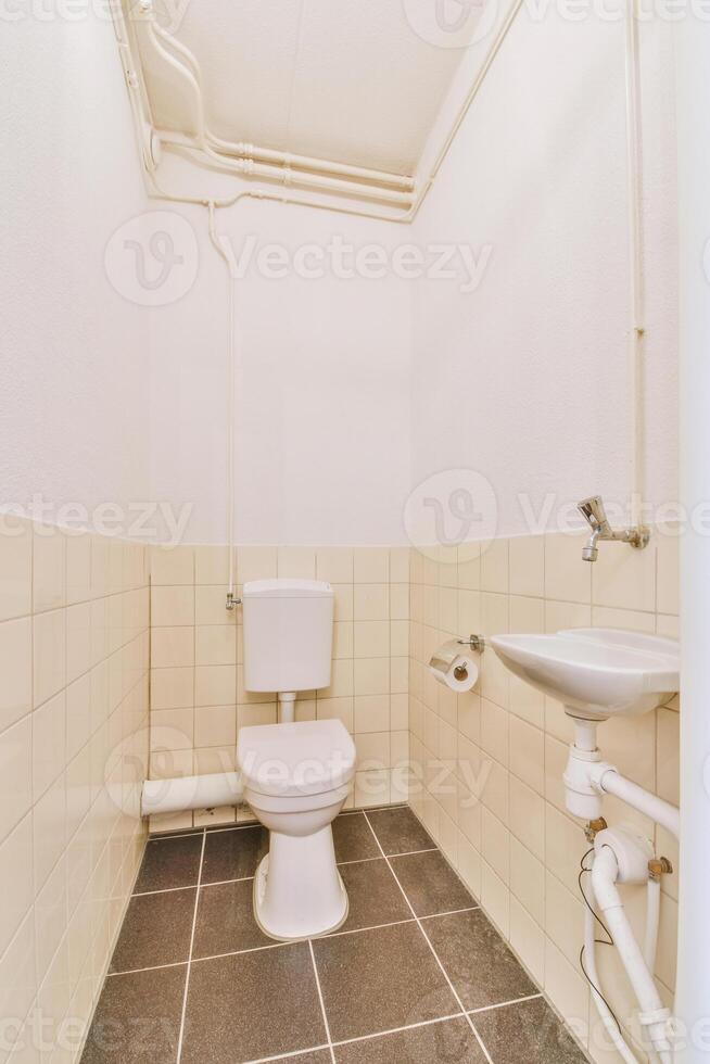 A bathroom with a toilet and sink photo