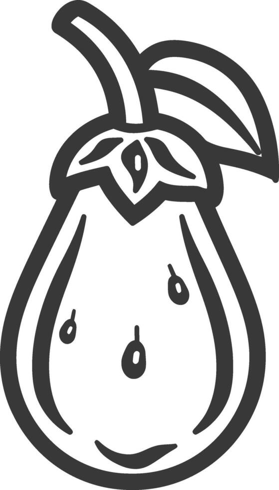 A pear is shown in a black and white drawing vector