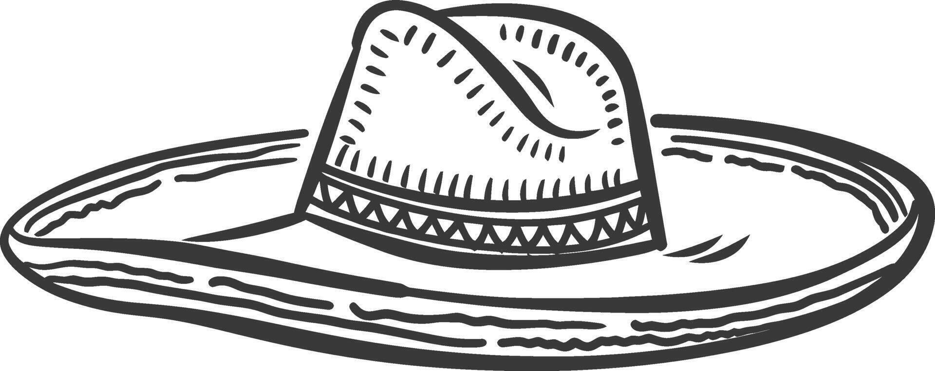 A black and white drawing of a sombrero vector