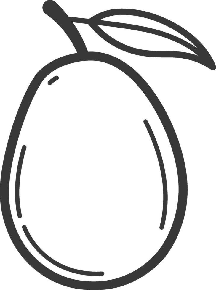 A black and white drawing of a pear vector
