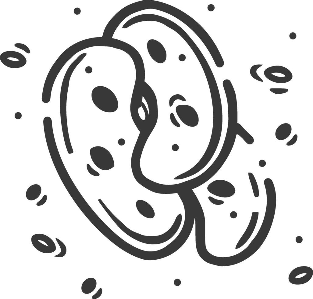 A black and white illustration of a bagel vector