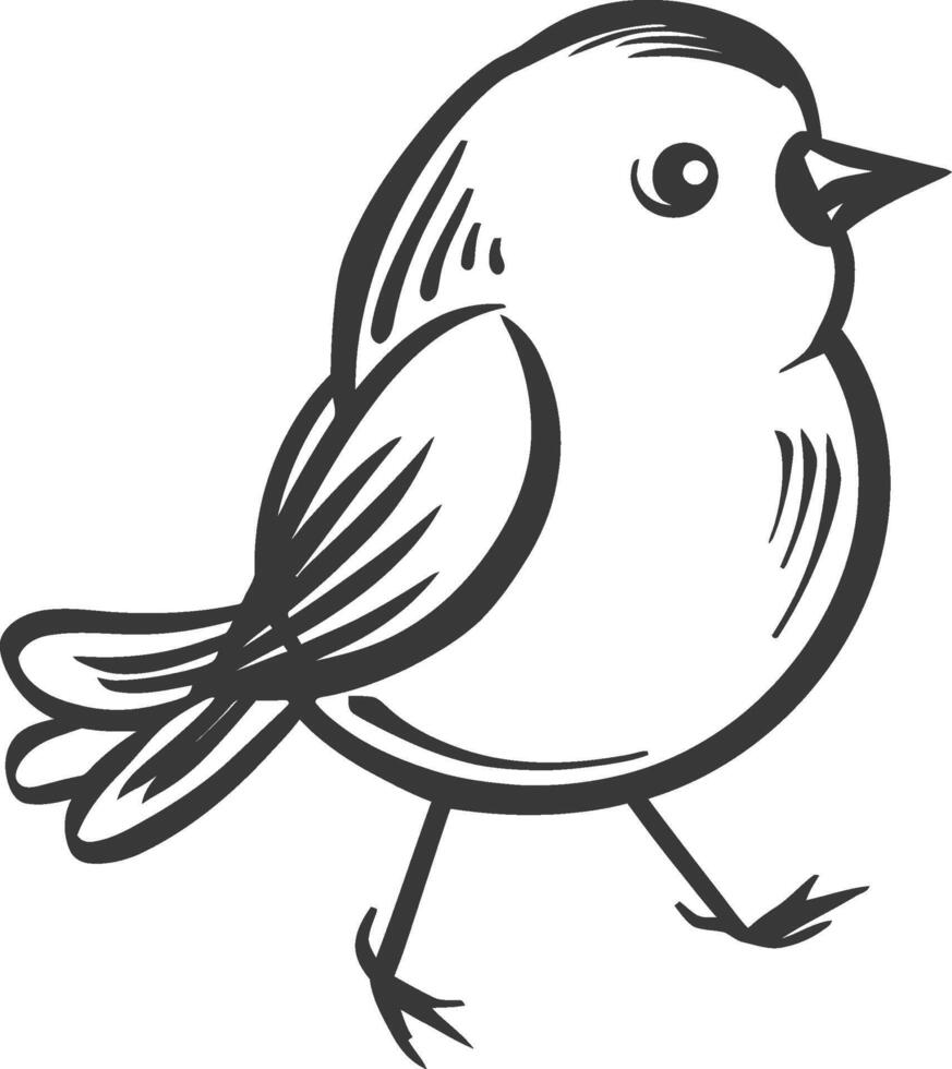 A black and white drawing of a bird vector
