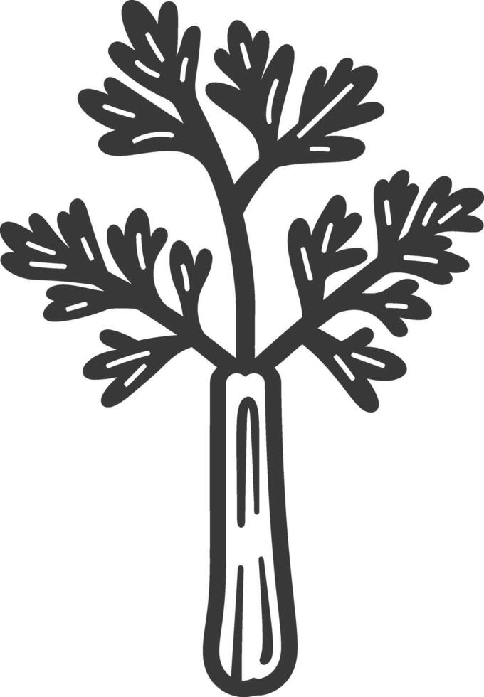 A black and white drawing of a plant in a vase vector