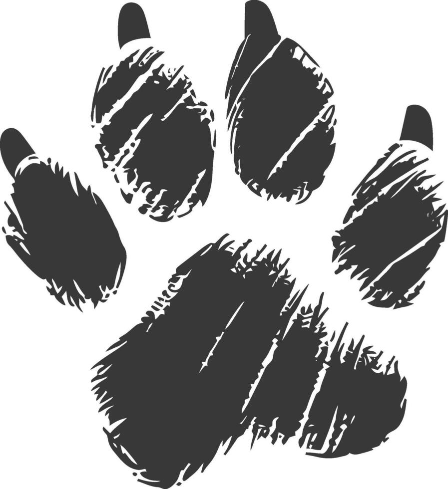 A black and white paw print on a white background vector