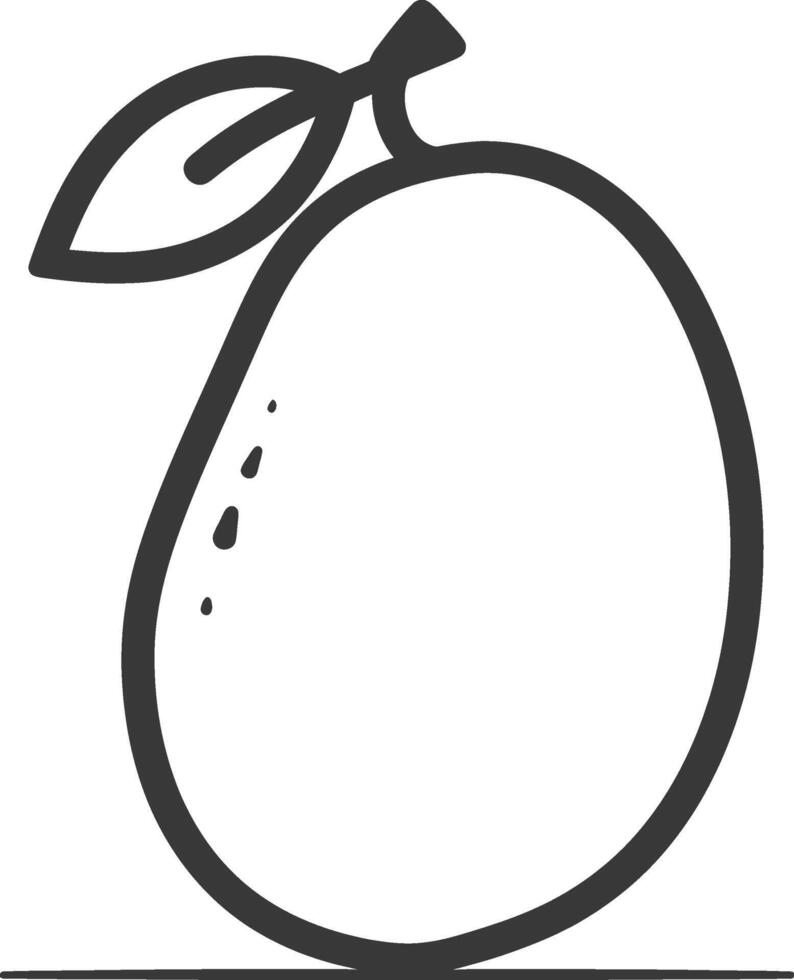 A black and white drawing of a mango vector