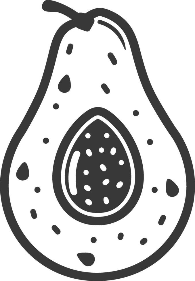 A black and white avocado icon vector