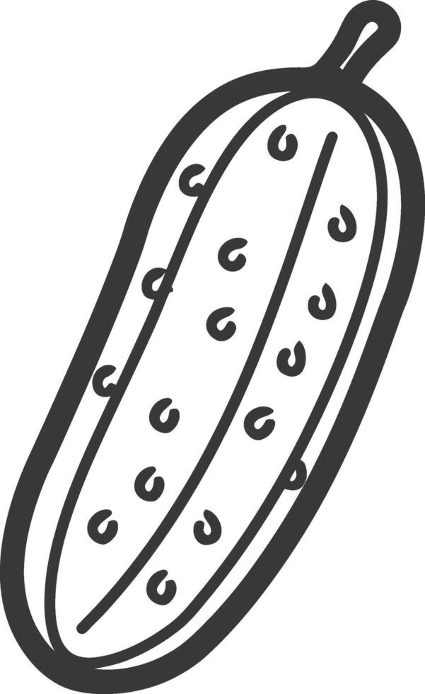 A black and white drawing of a cucumber vector
