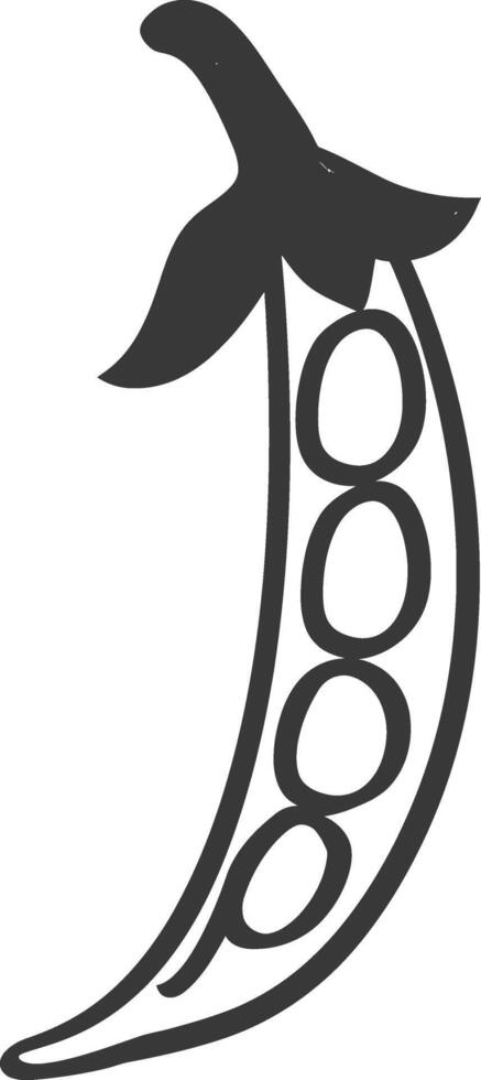 A black and white illustration of a bean pod vector