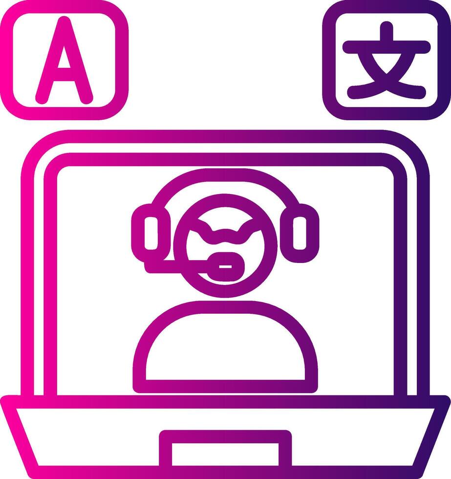 Online Language Teacher Line Gradient Icon vector