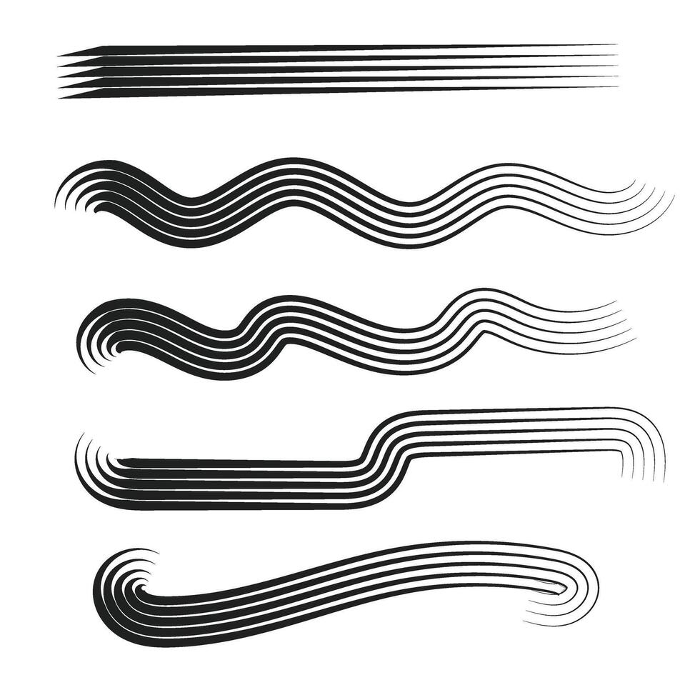 Grunge brush stroke set isolated on white background. illustration vector