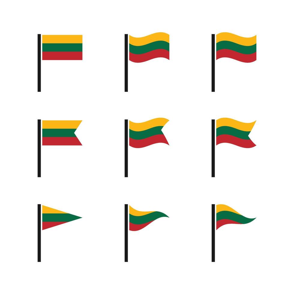 Set of Lithuania flags isolated on white. illustration vector