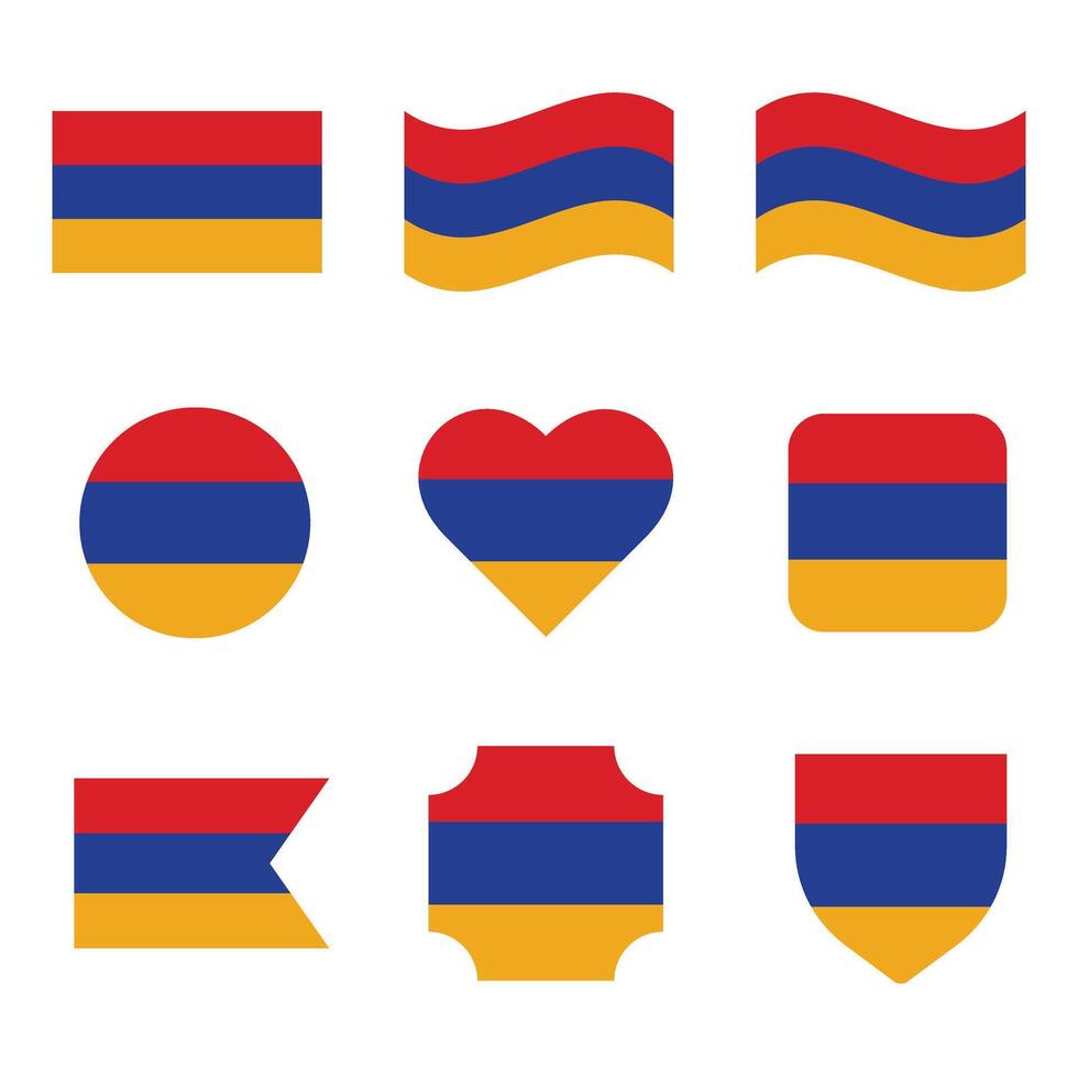 Set flag Republic of Armenia isolated background. elements vector