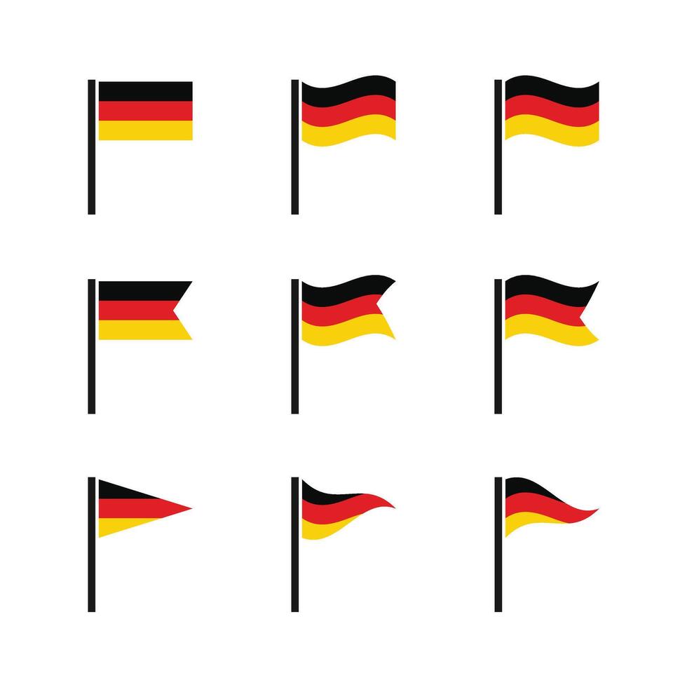 Germany flag waving icon in different style. National symbol isolated on transparent background. illustration. vector