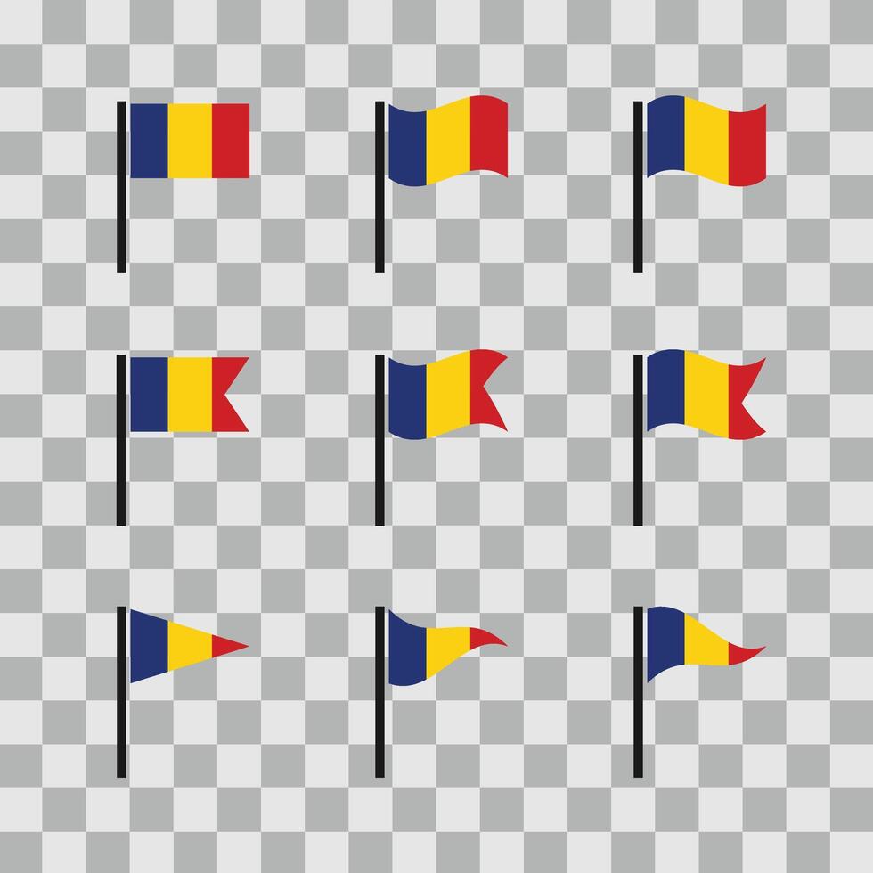 National flag of Romania. Flag icon set isolated background vector