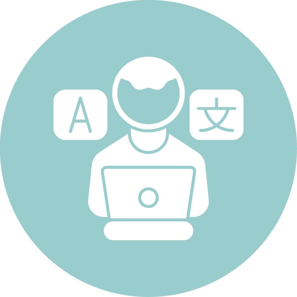 Freelance Translator Glyph Circle Icon vector
