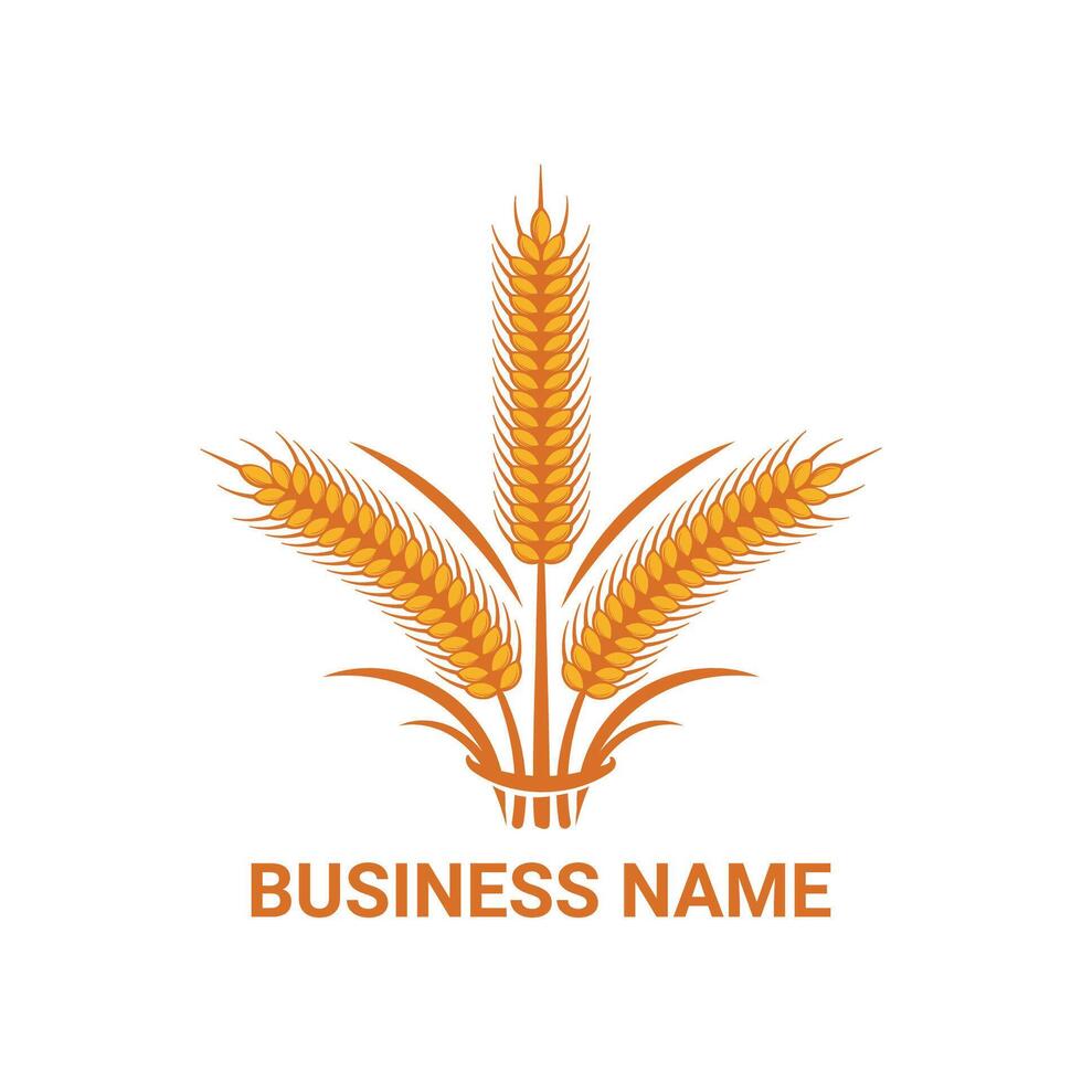 golden wheat logo template vector
