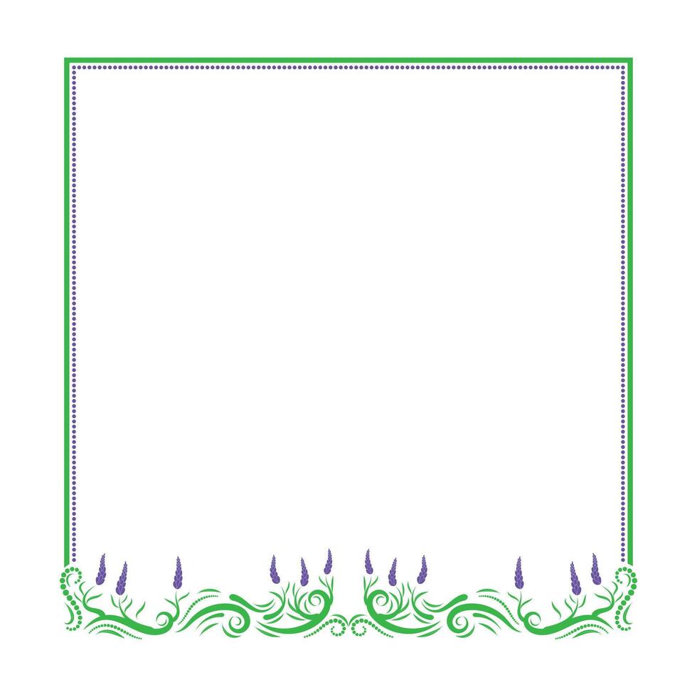 square frame with lavender flowers below vector