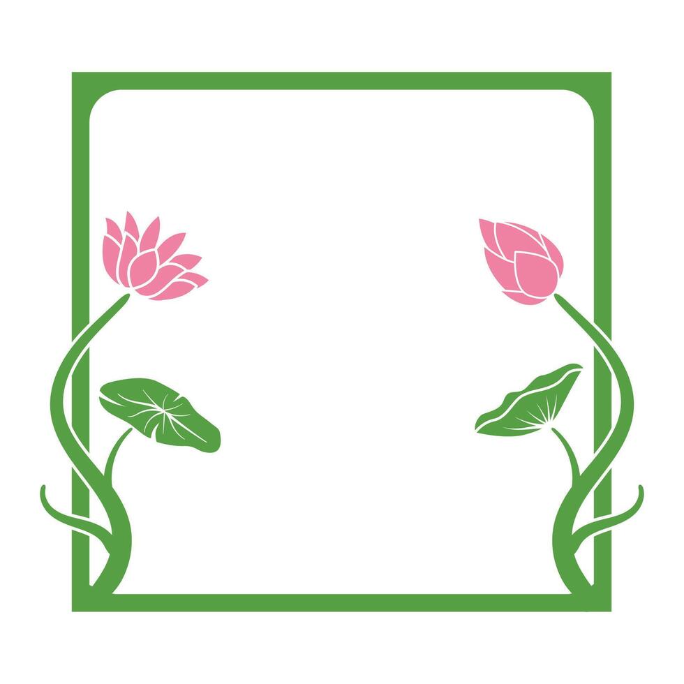 green frame with lotus plants on both sides vector