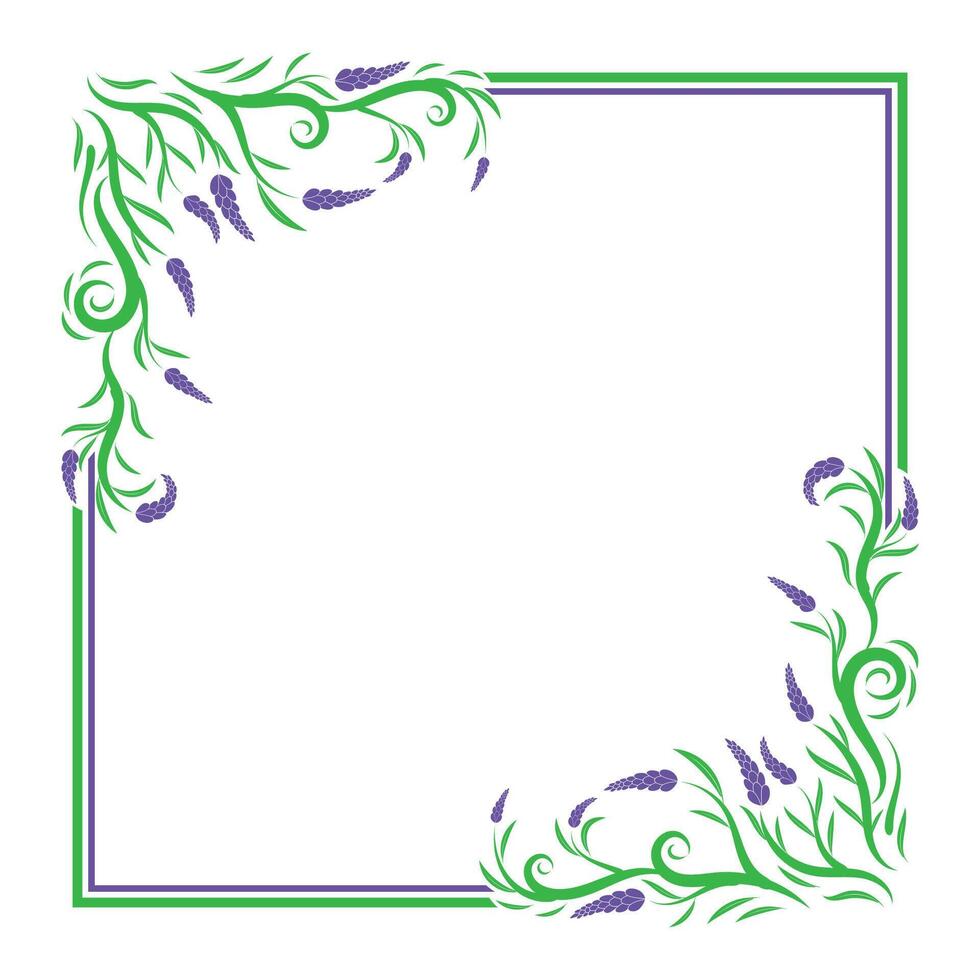 lavender frame with beautiful flowers on both corners vector