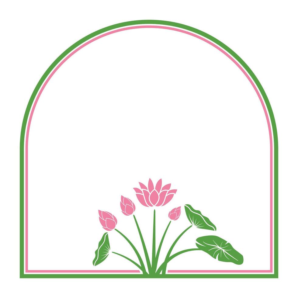 round windows beautiful lotus flower plant border vector