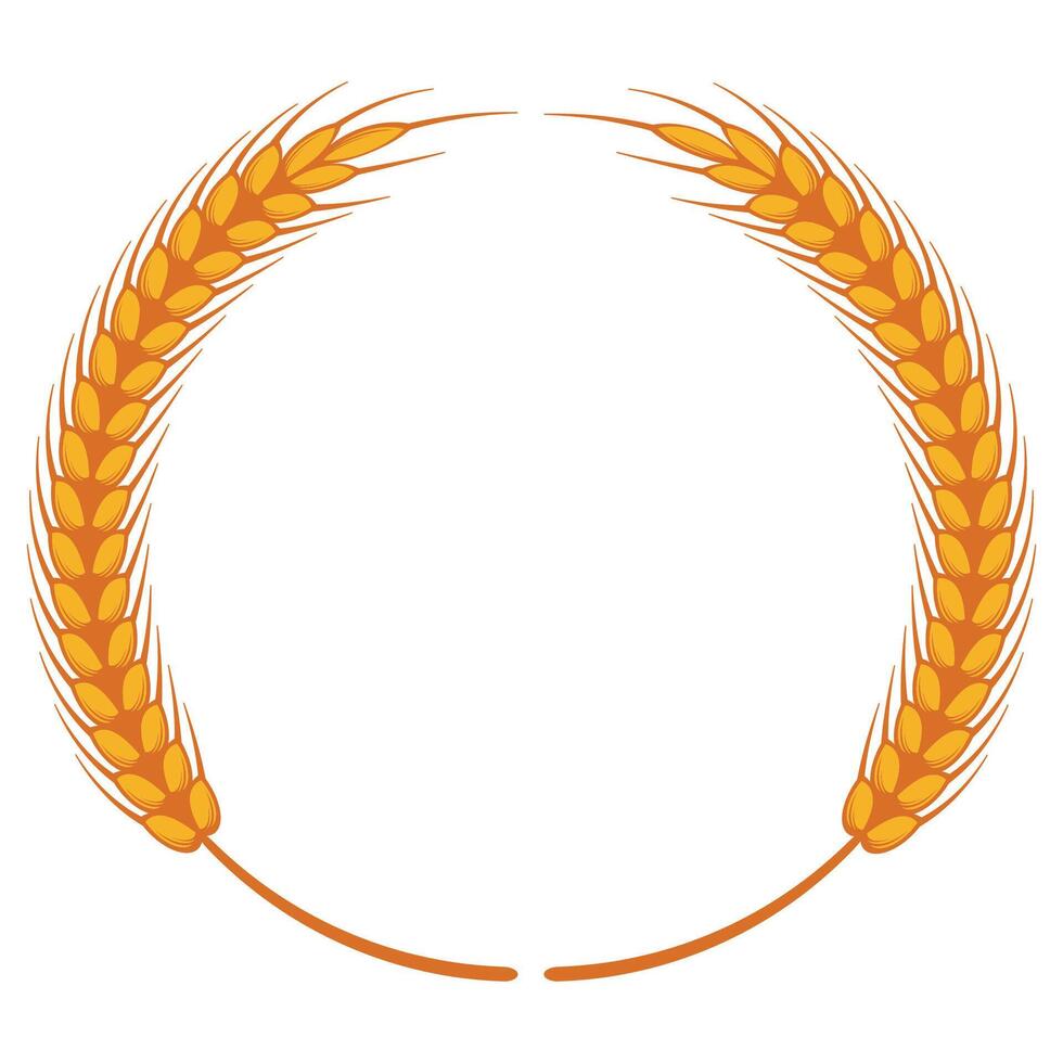 2 wheat stalks that form a circle frame vector