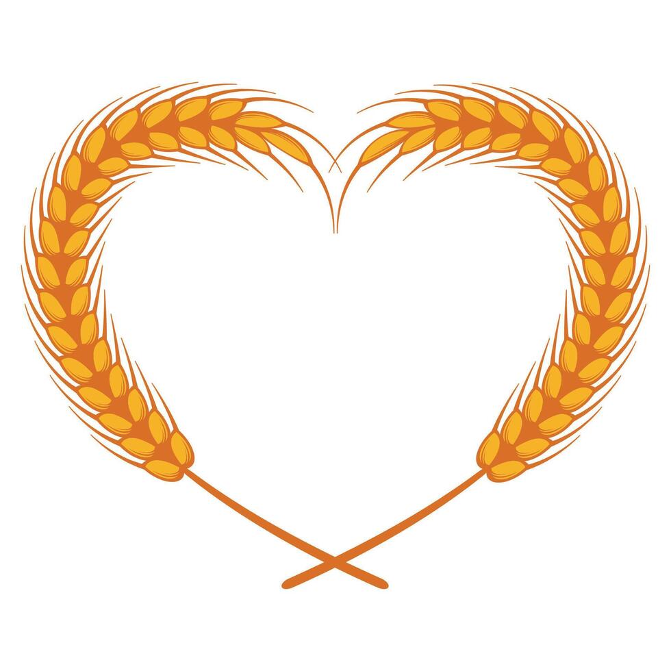 wheat frame border with heart love shapes vector