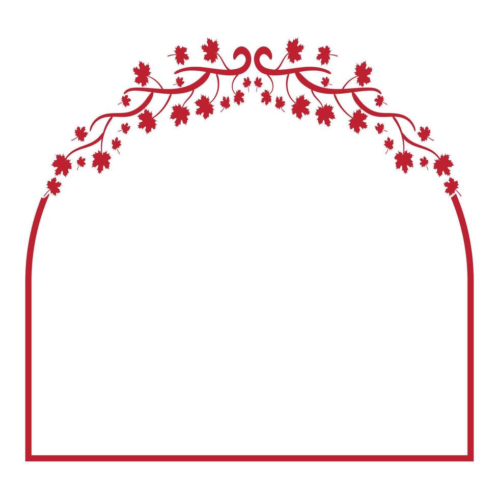 red rounded corner maple leaf frame vector