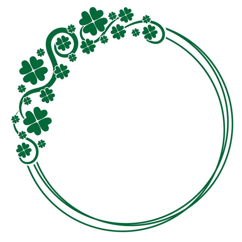 circle green nature clover plant frame vector