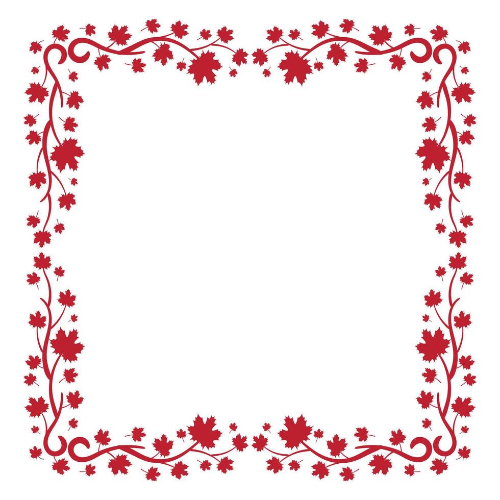 beautiful red maple plant square border template vector