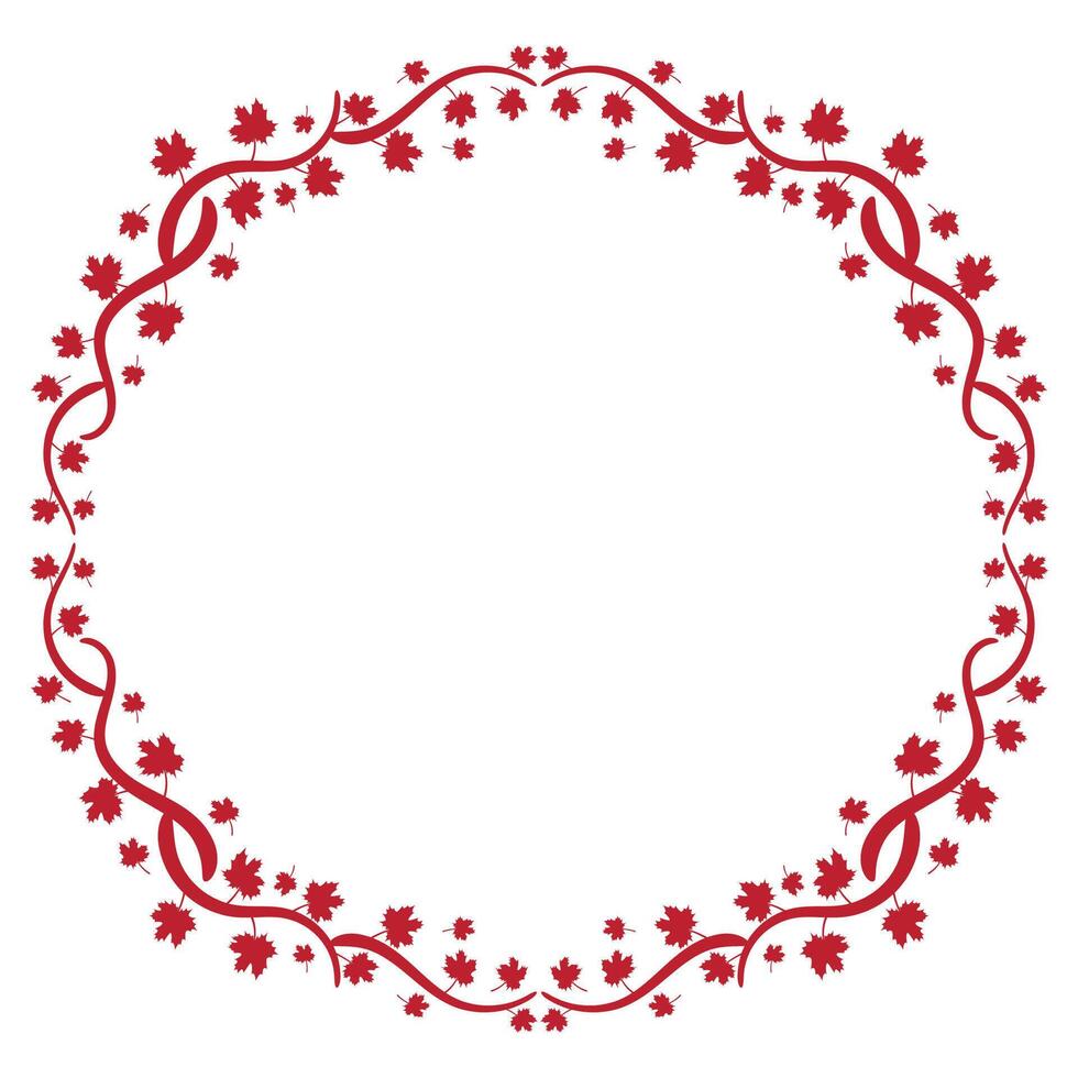maple plant frame with circle shape around it vector