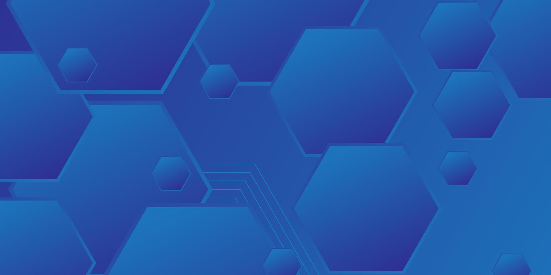 Dark blue dynamic gradient abstract 3D background with shadow and light. Hexagonal pattern overlay shape. Cool design. vector
