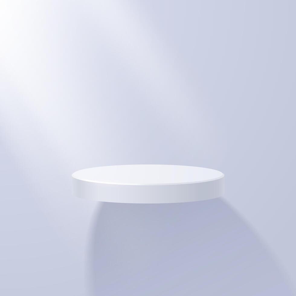 Podium or pedestal hovering against light wall in sunlight. Product presentation, platform or pedestal. vector