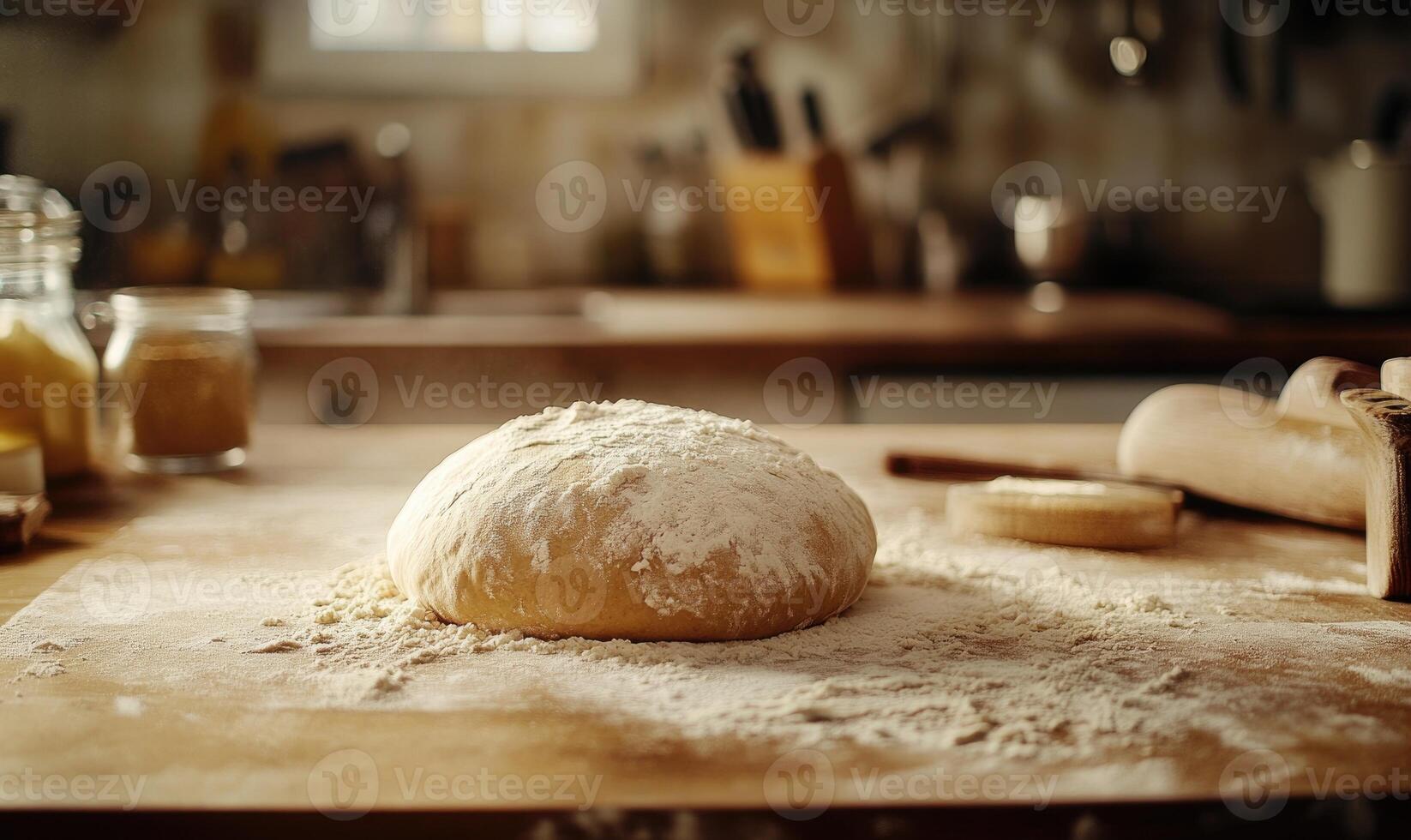 Bread dough on a floured surface photo