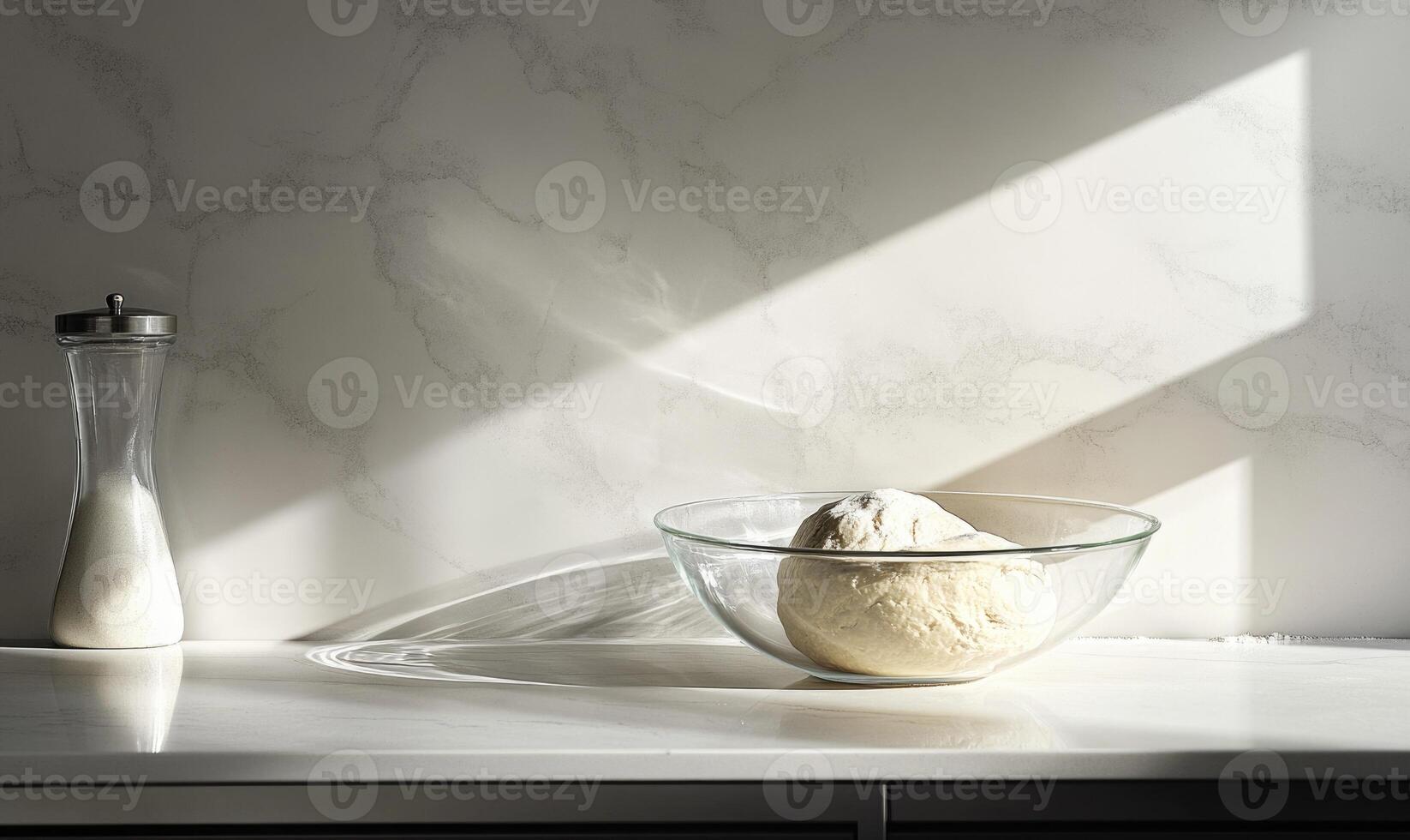 Dough in a glass bowl photo