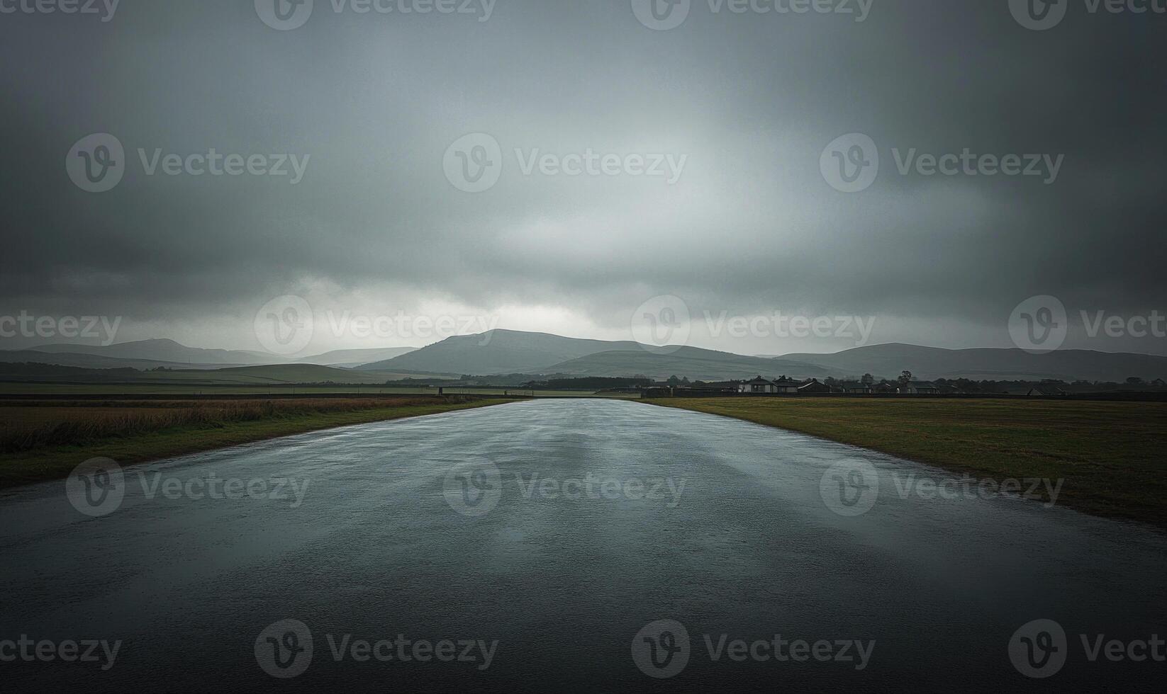 Dark clouds moving slowly across the sky photo