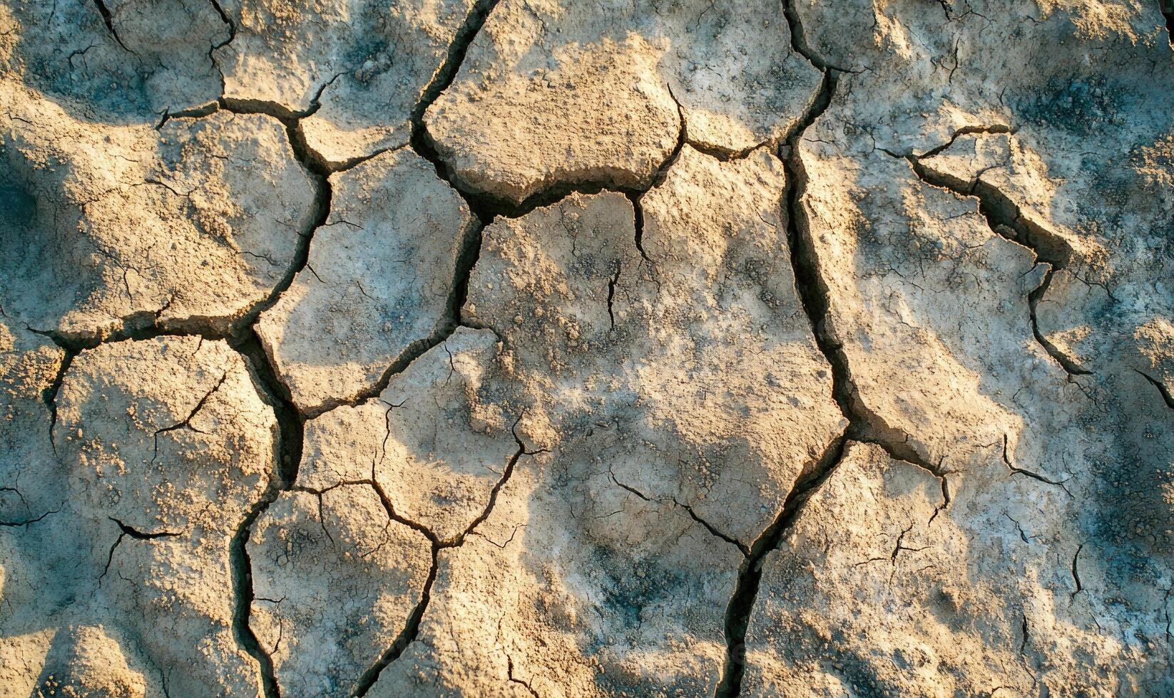 Close-up of parched earth with deep fissures, dry and arid photo