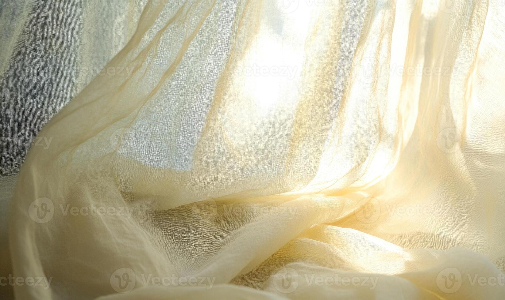 Delicate curtains, billowing softly, warm light filtering in shadows gently stretching across the fabric photo
